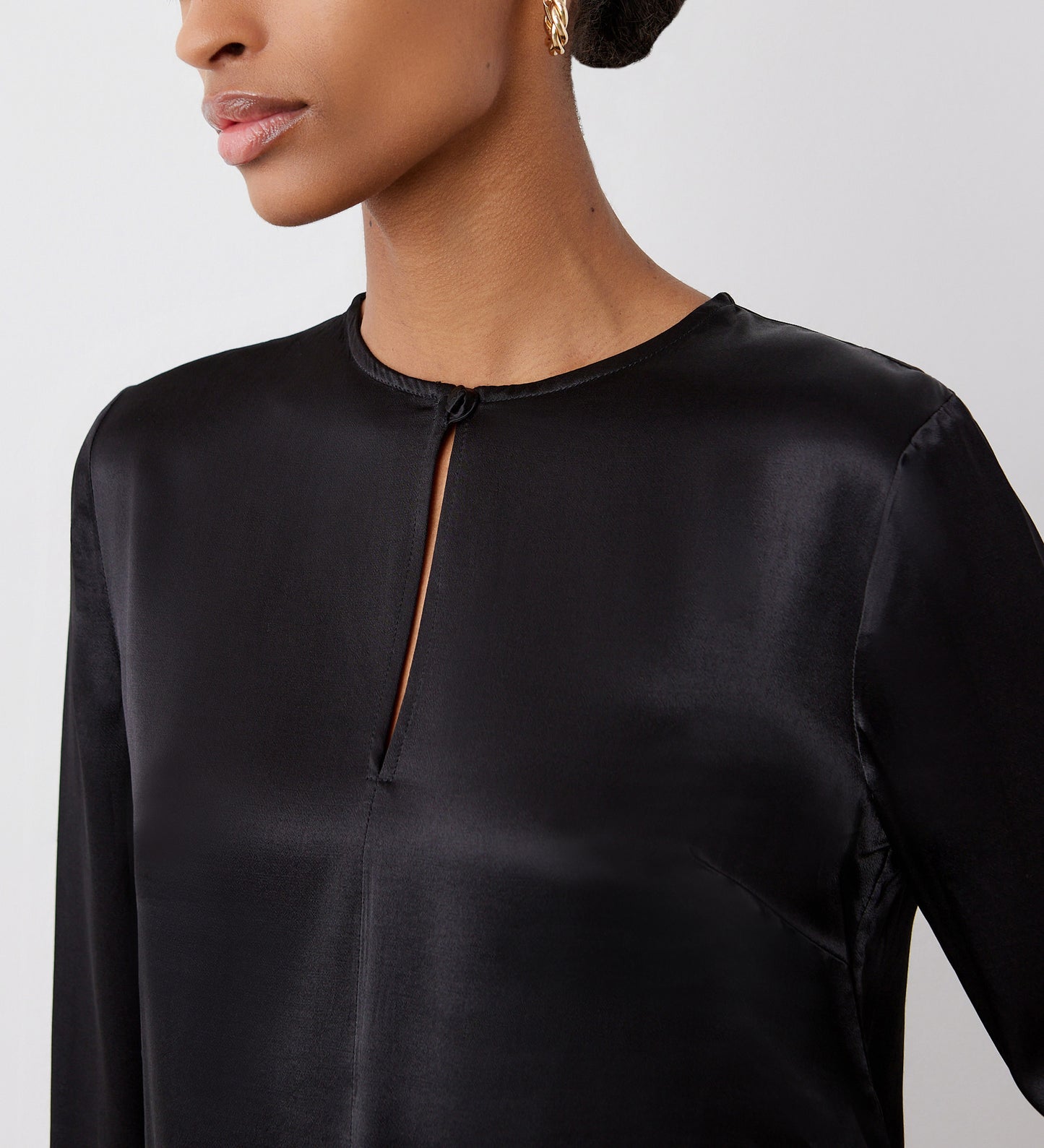 Evanie Black Satin Blouse
