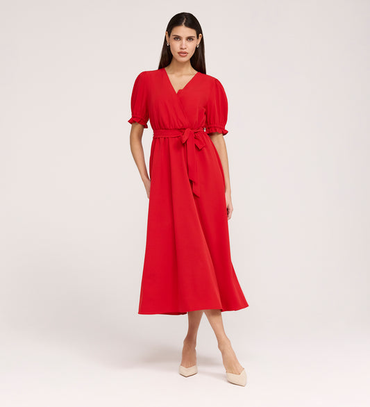 Everleigh Red Crepe Midi Dress