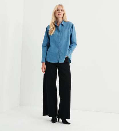 Francesca Light Wash Relaxed Fit Dropped Shoulder Denim Shirt