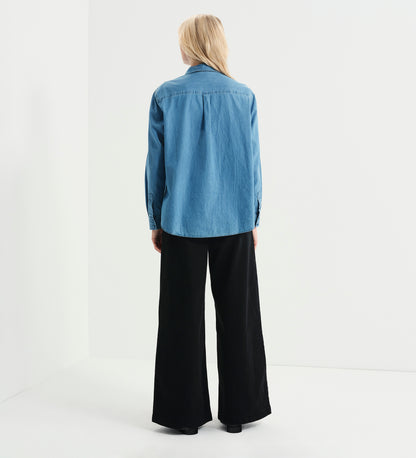 Francesca Light Wash Relaxed Fit Dropped Shoulder Denim Shirt