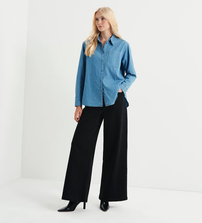 Francesca Light Wash Relaxed Fit Dropped Shoulder Denim Shirt