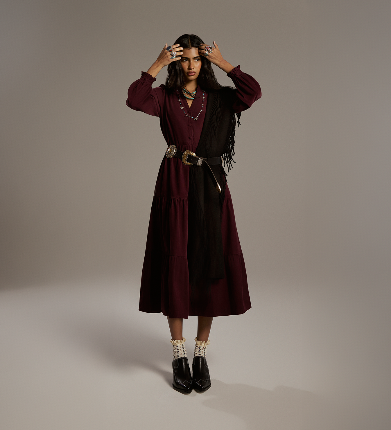 Gianna Burgundy Corduroy Midi Dress