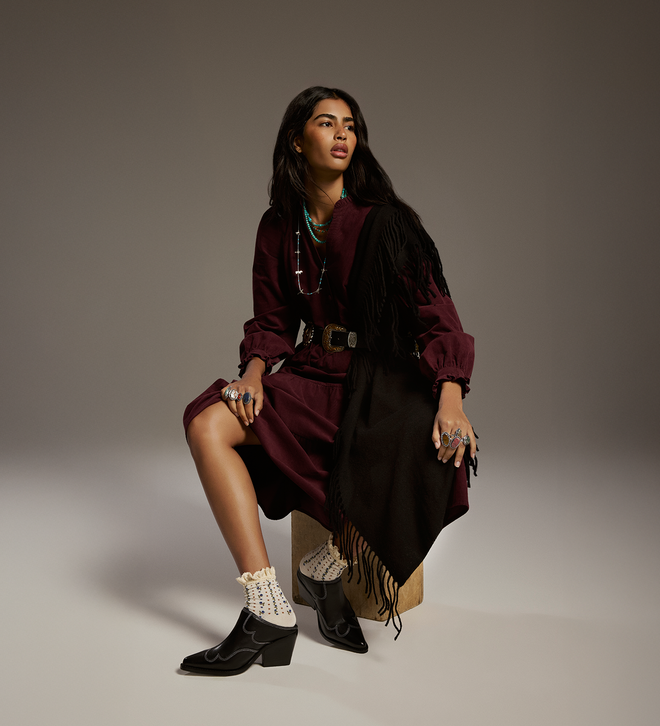 Gianna Burgundy Corduroy Midi Dress