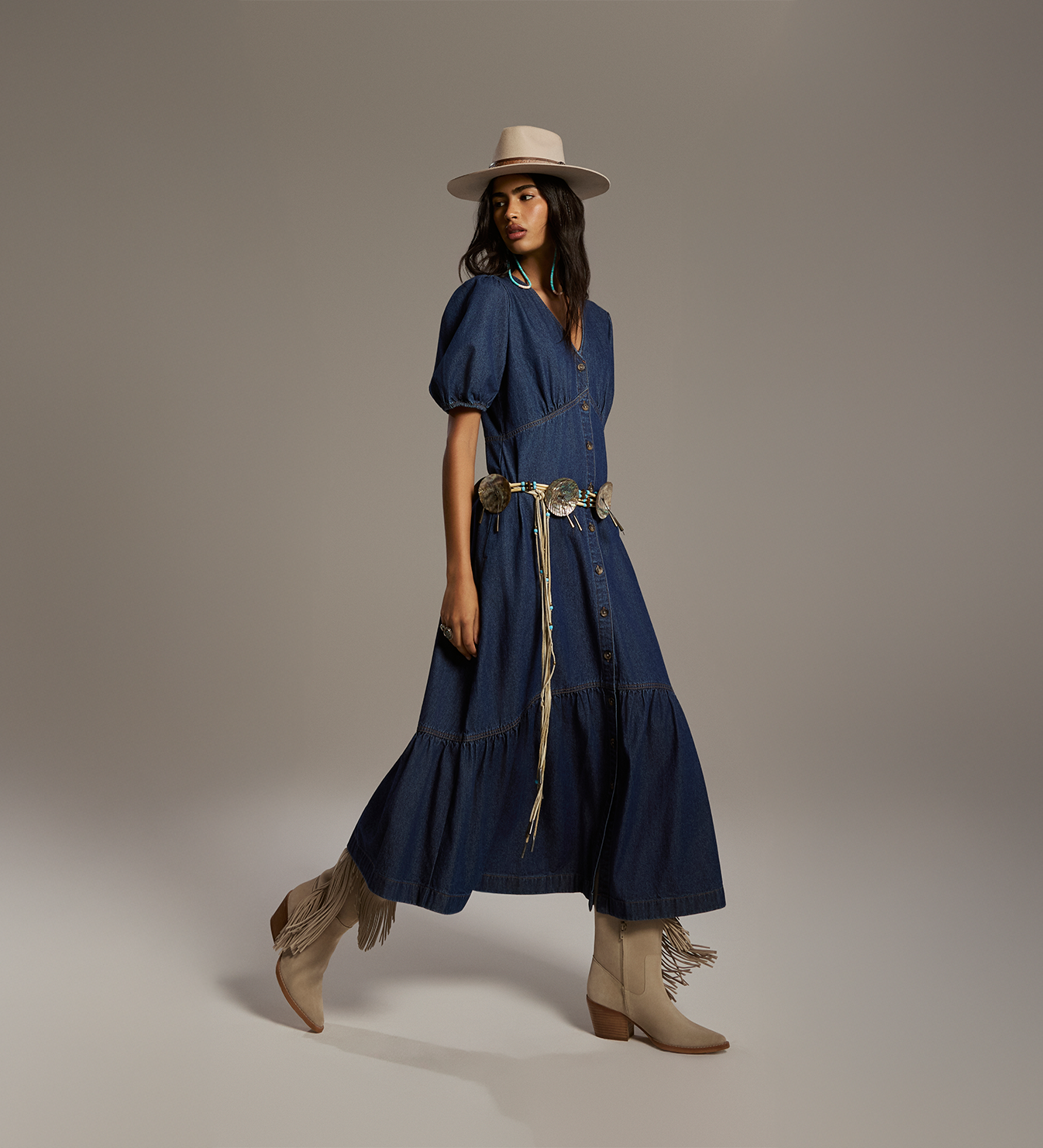 Goldie Indigo Denim Midi Dress