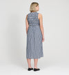 Hadlee Navy Cotton Gingham Shirred Bodice Sleeveless Midi Dress