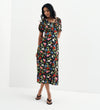 Jada Black Floral Puff Sleeve Empire Waist Midi Dress