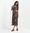 Jada Black Floral Puff Sleeve Empire Waist Midi Dress