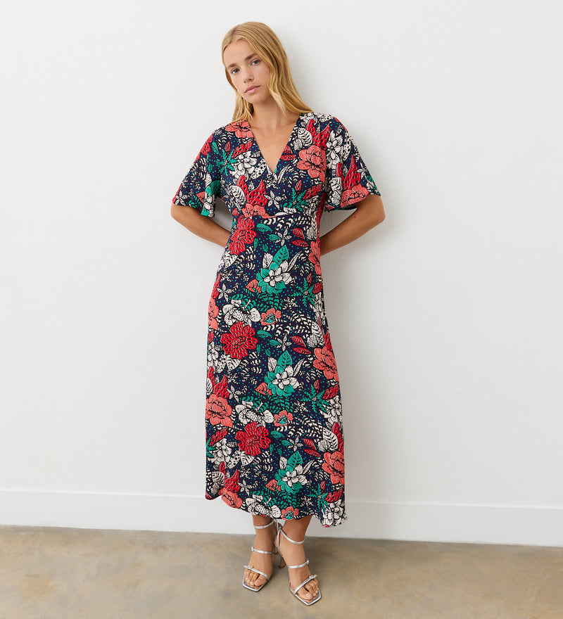 Josie Floral Crepe Midi Dress