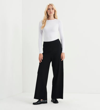 Kenzie Black Ponte Jersey Wide Leg Trousers