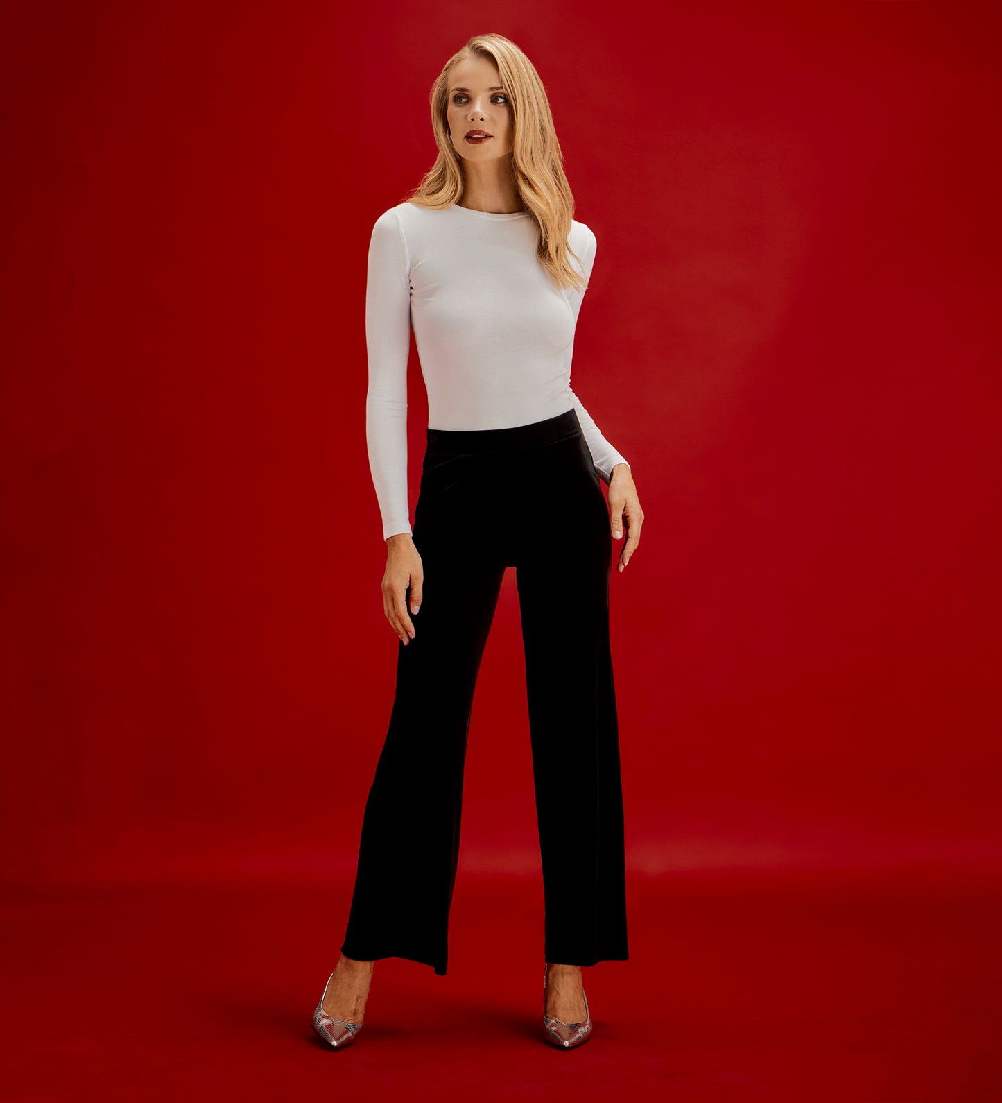 Kenzie Black Velvet Wide Leg Trousers