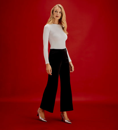 Kenzie Black Velvet Wide Leg Trousers