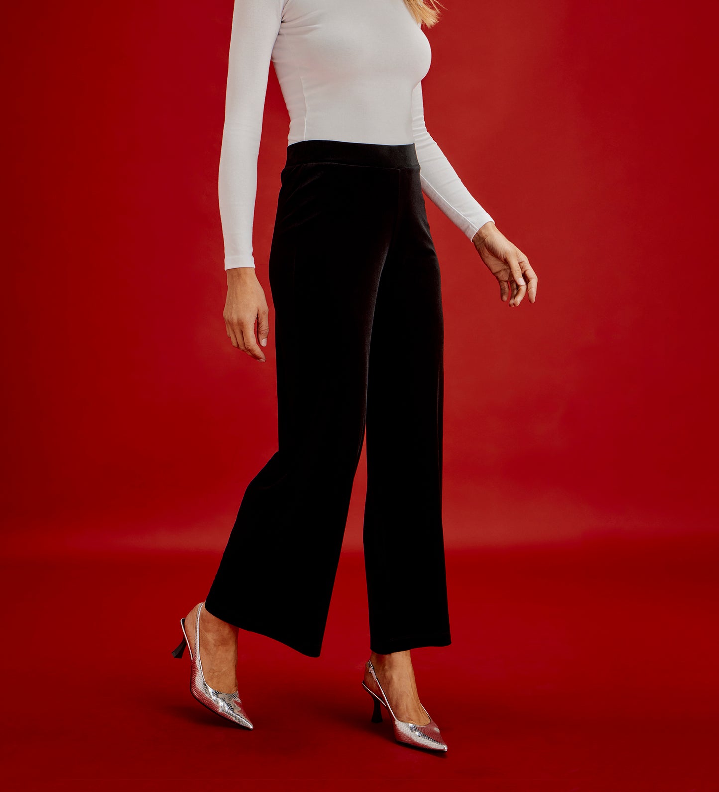 Kenzie Black Velvet Wide Leg Trousers