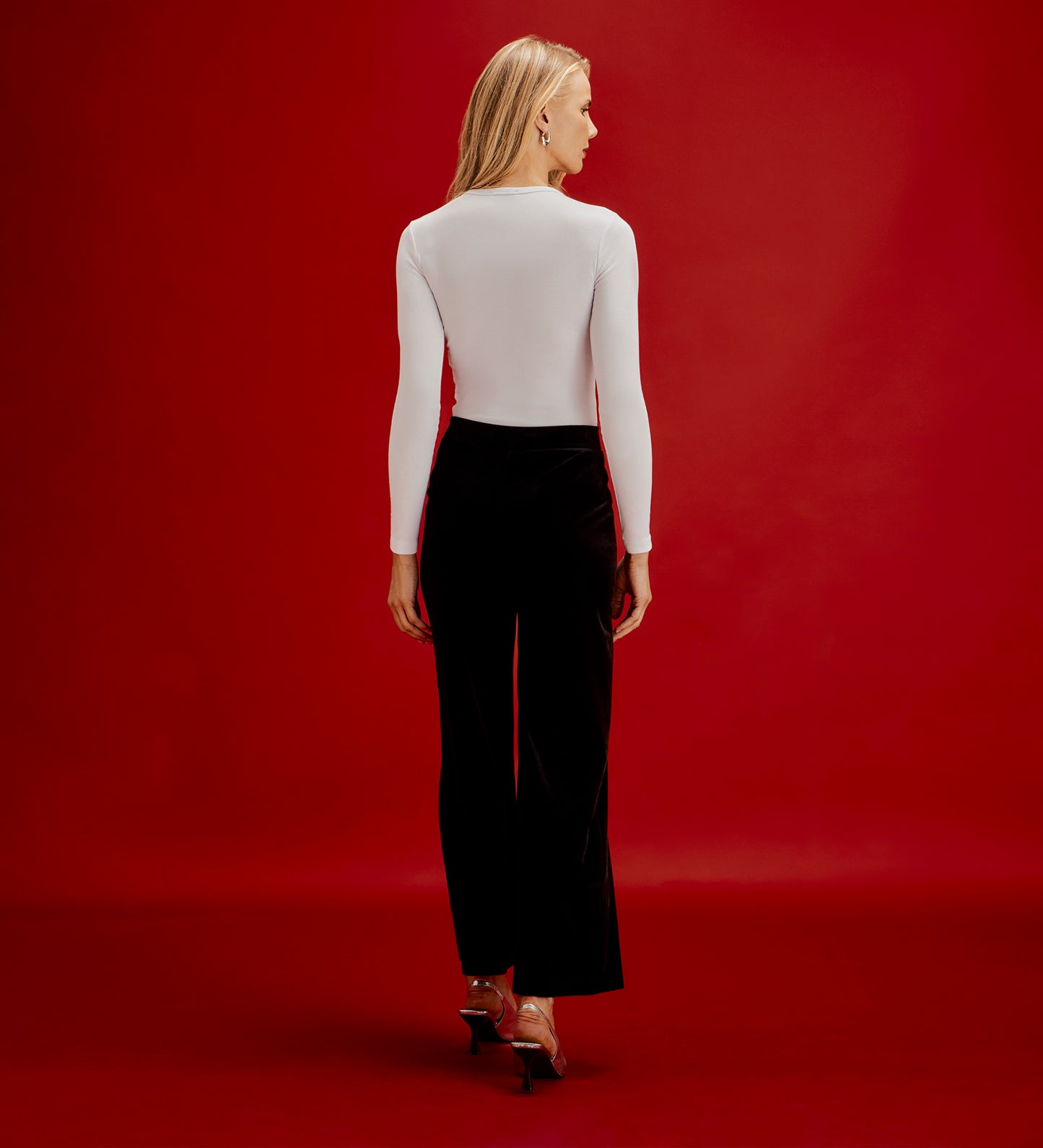 Kenzie Black Velvet Wide Leg Trousers