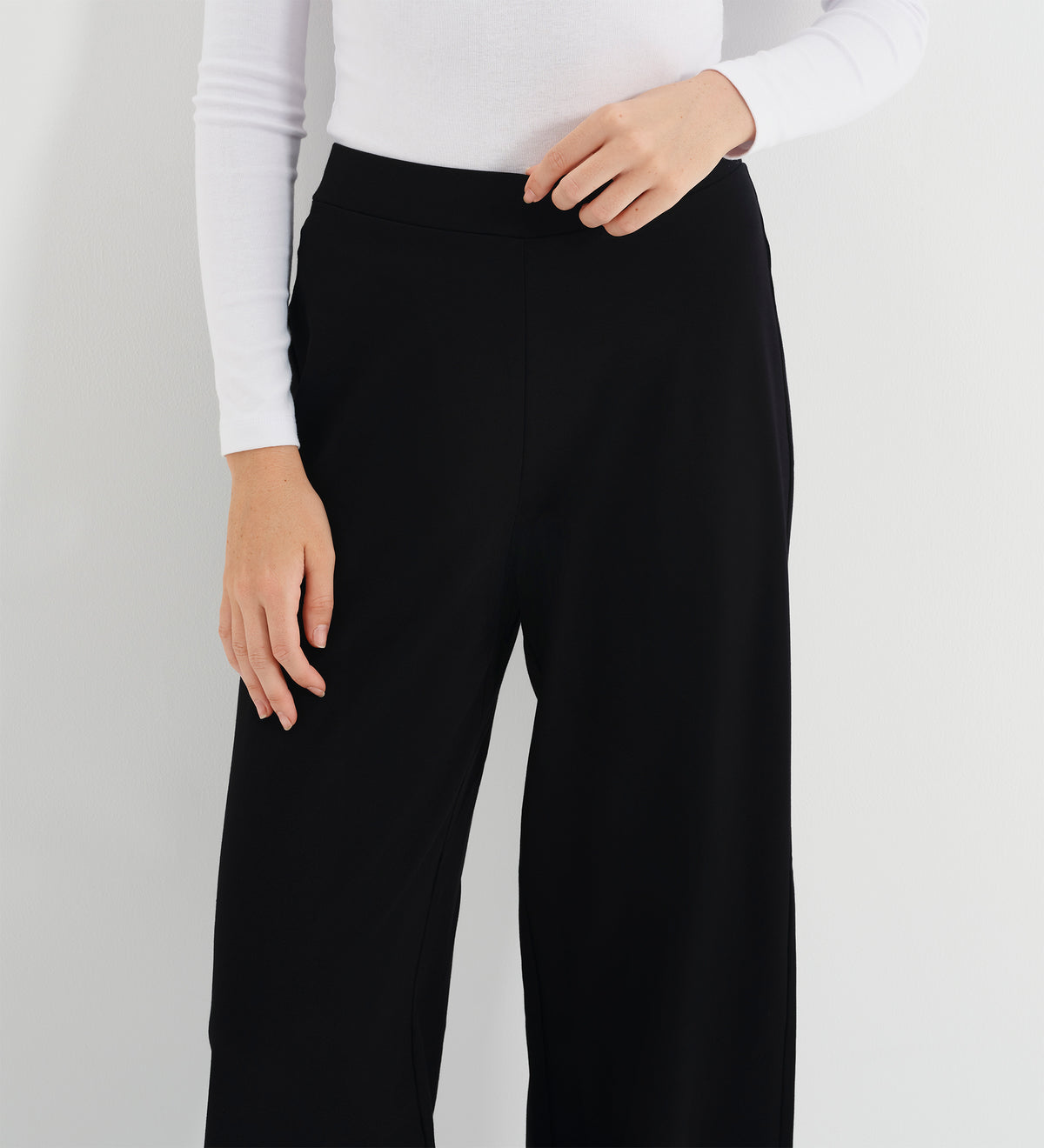 Kenzie Black Ponte Jersey Wide Leg Trousers