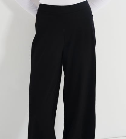 Kenzie Black Ponte Jersey Wide Leg Trousers