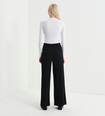 Kenzie Black Ponte Jersey Wide Leg Trousers