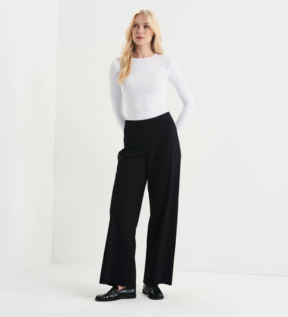 Kenzie Black Ponte Jersey Wide Leg Trousers