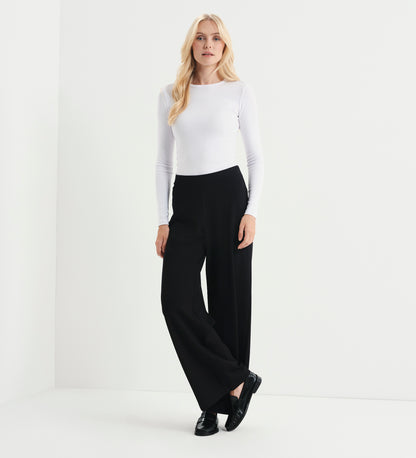 Kenzie Black Ponte Jersey Wide Leg Trousers