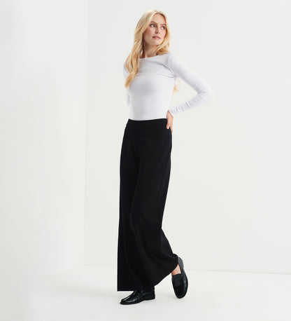 Kenzie Black Ponte Jersey Wide Leg Trousers