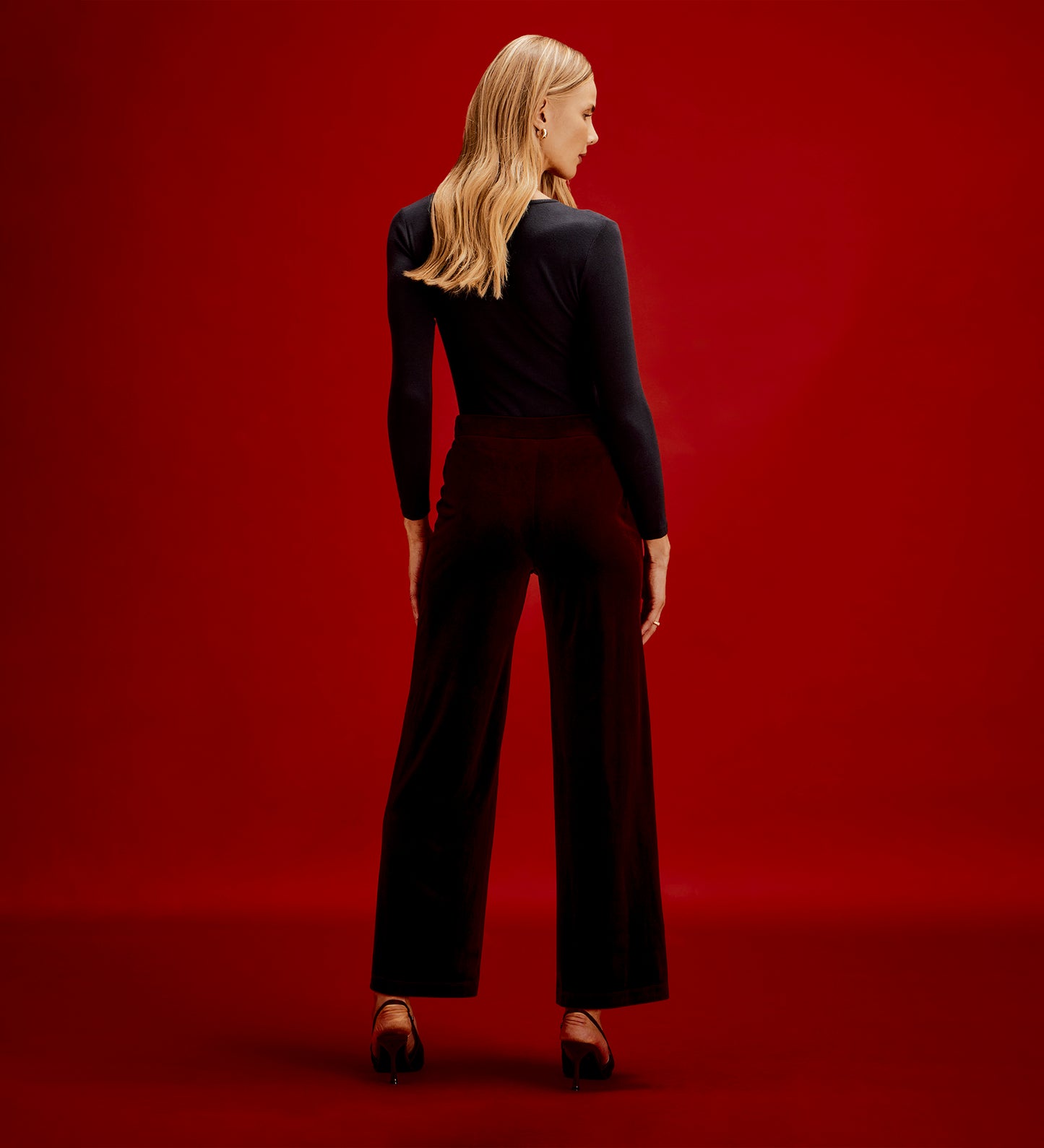 Kenzie Burgundy Velvet Wide Leg Trousers