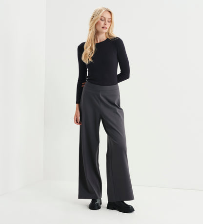 Kenzie Charcoal Ponte Jersey Wide Leg Trousers
