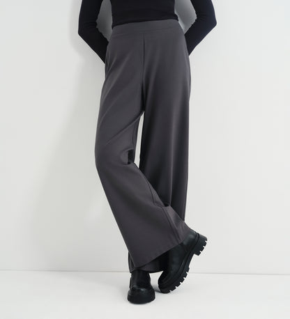 Kenzie Charcoal Ponte Jersey Wide Leg Trousers