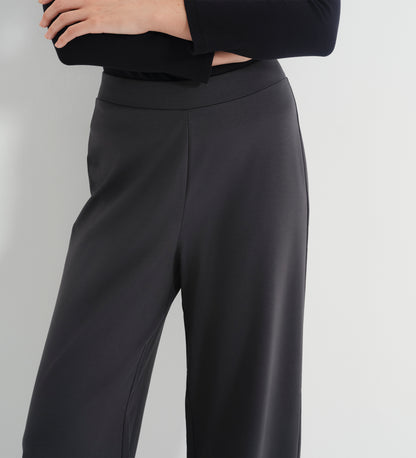 Kenzie Charcoal Ponte Jersey Wide Leg Trousers