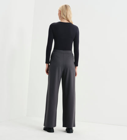Kenzie Charcoal Ponte Jersey Wide Leg Trousers