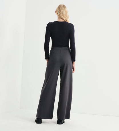 Kenzie Charcoal Ponte Jersey Wide Leg Trousers