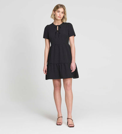Lola Black Polka Dot Tiered Short Dress