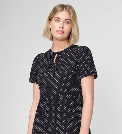 Lola Black Polka Dot Tiered Short Dress