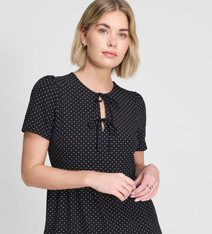 Lola Black Polka Dot Tiered Short Dress