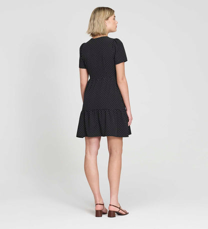Lola Black Polka Dot Tiered Short Dress