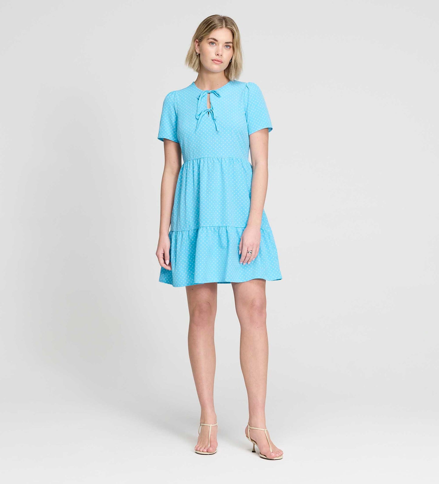 Lola Blue Polka Dot Tiered Short Dress