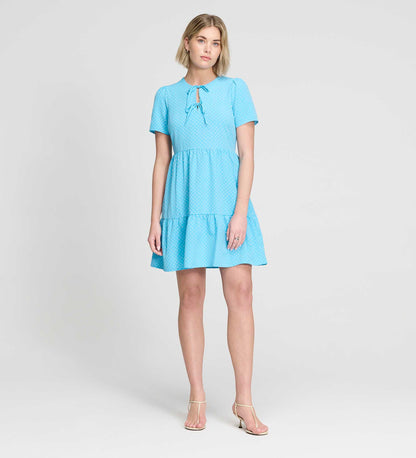 Lola Blue Polka Dot Tiered Short Dress
