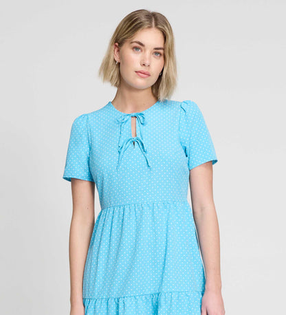 Lola Blue Polka Dot Tiered Short Dress