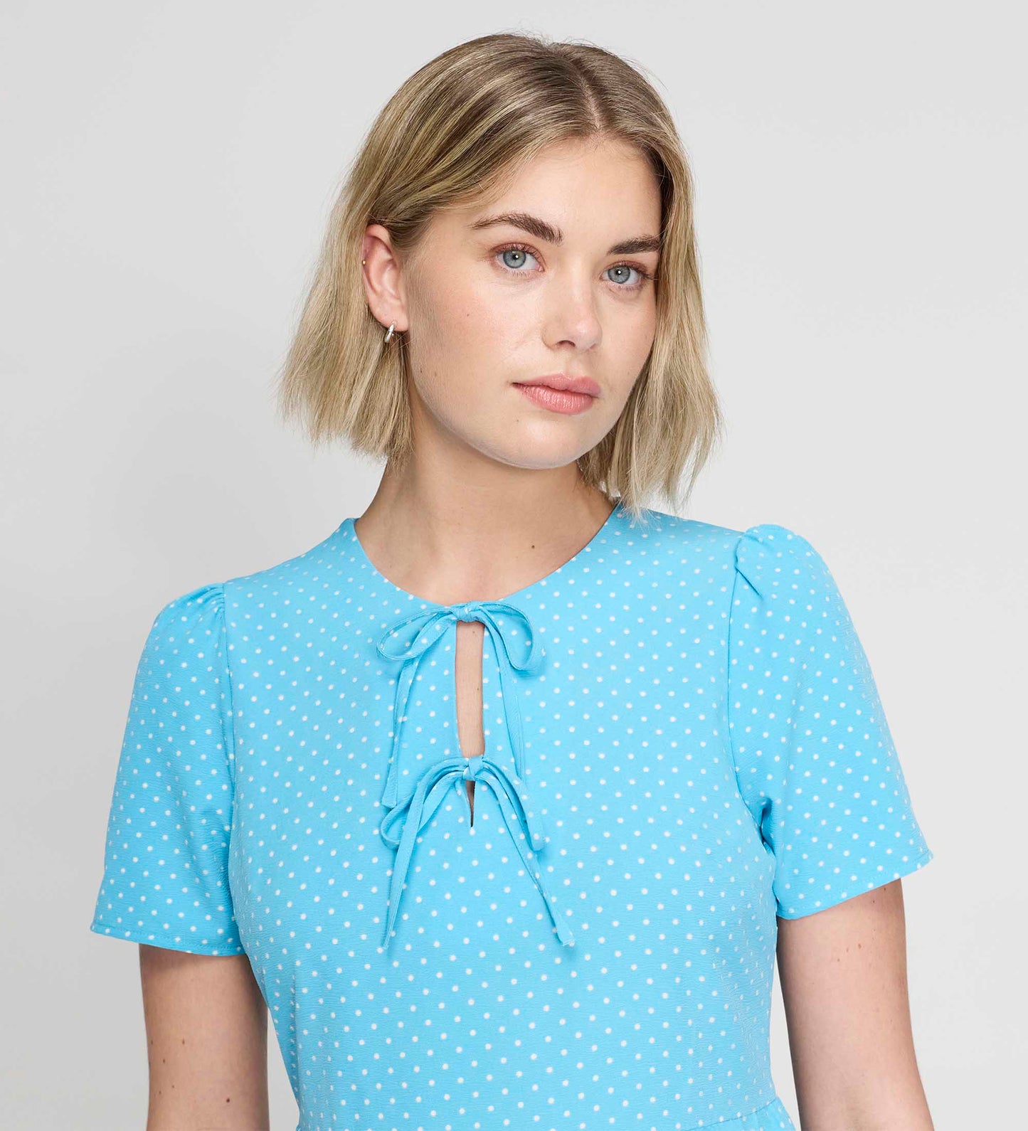 Lola Blue Polka Dot Tiered Short Dress
