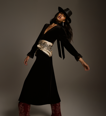 Louise Black Velvet Midi Dress