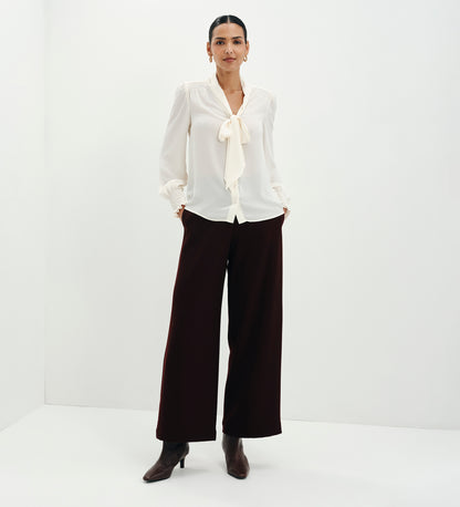 Mavis Ivory Pussy Bow Button-Through Blouse