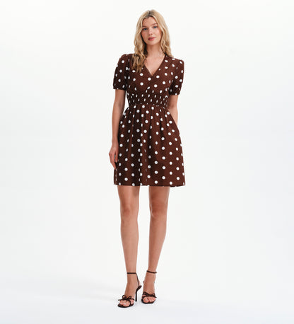 Meadow Brown Polka Dot Cotton Puff Sleeve Mini Dress
