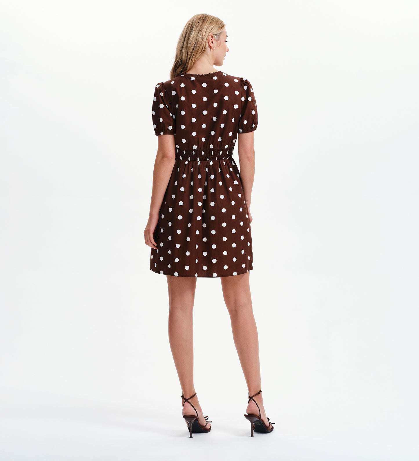 Meadow Brown Polka Dot Cotton Puff Sleeve Mini Dress