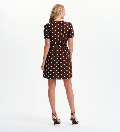 Meadow Brown Polka Dot Cotton Puff Sleeve Mini Dress