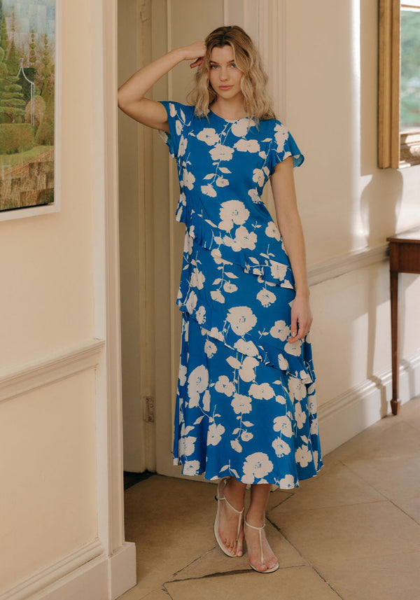 Sierra Blue Flower Frill Dress