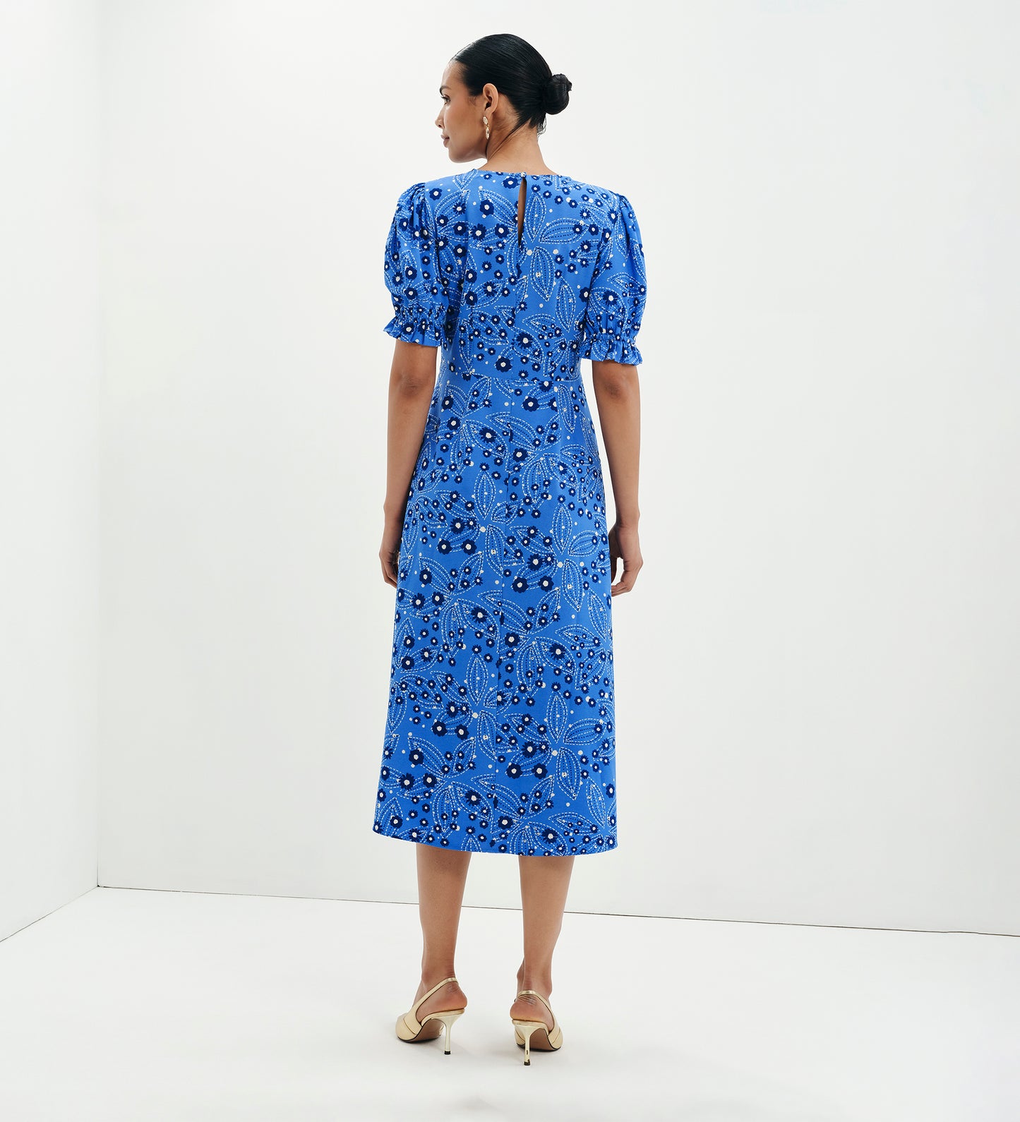 Mela Blue Daisy Midi Tea Dress