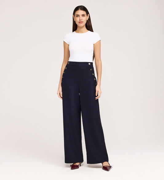 Nellie Navy Wide Leg Trousers
