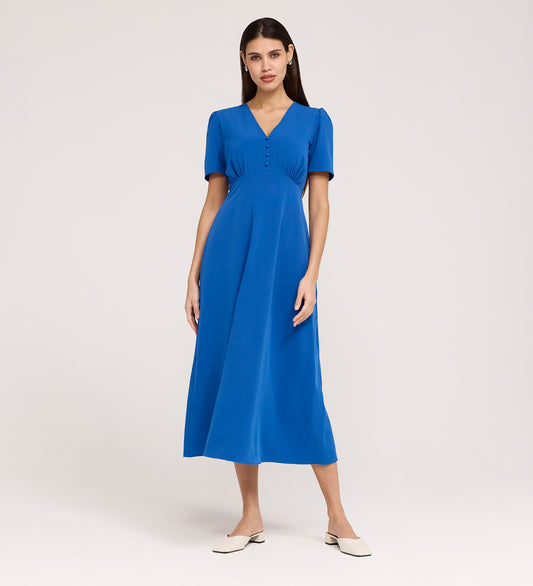 Nieve Cobalt Crepe Midi Dress