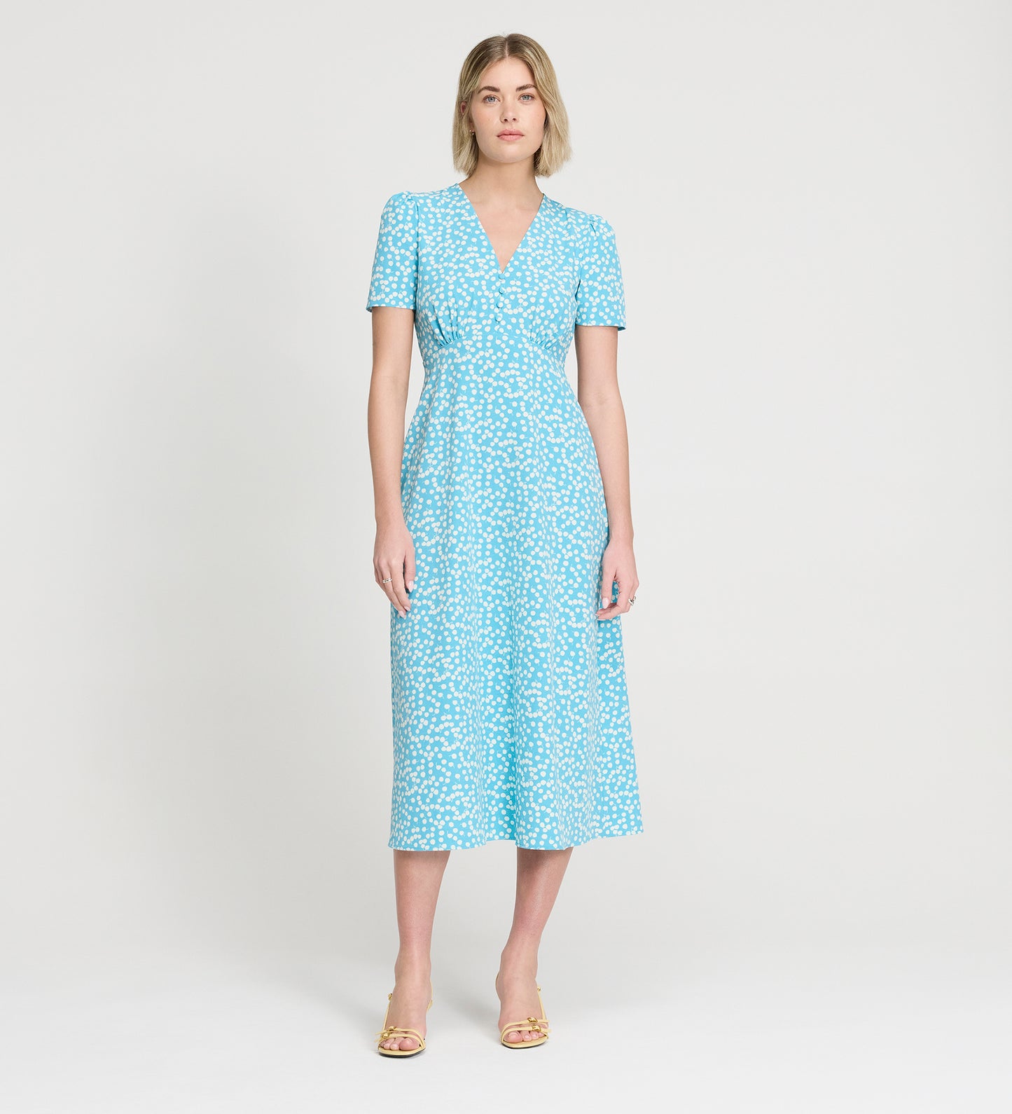 Nieve Blue Cherry Spot Midi Dress
