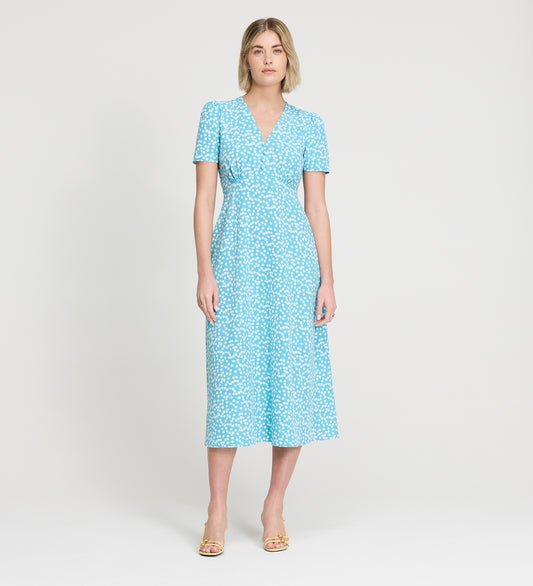 Nieve Blue Cherry Spot Midi Dress