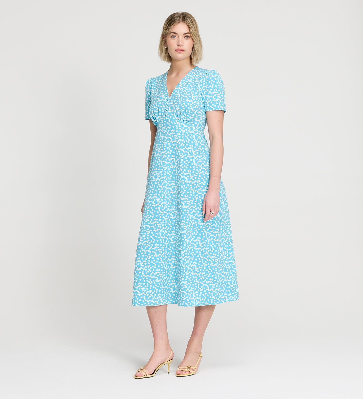 Nieve Blue Cherry Spot Midi Dress