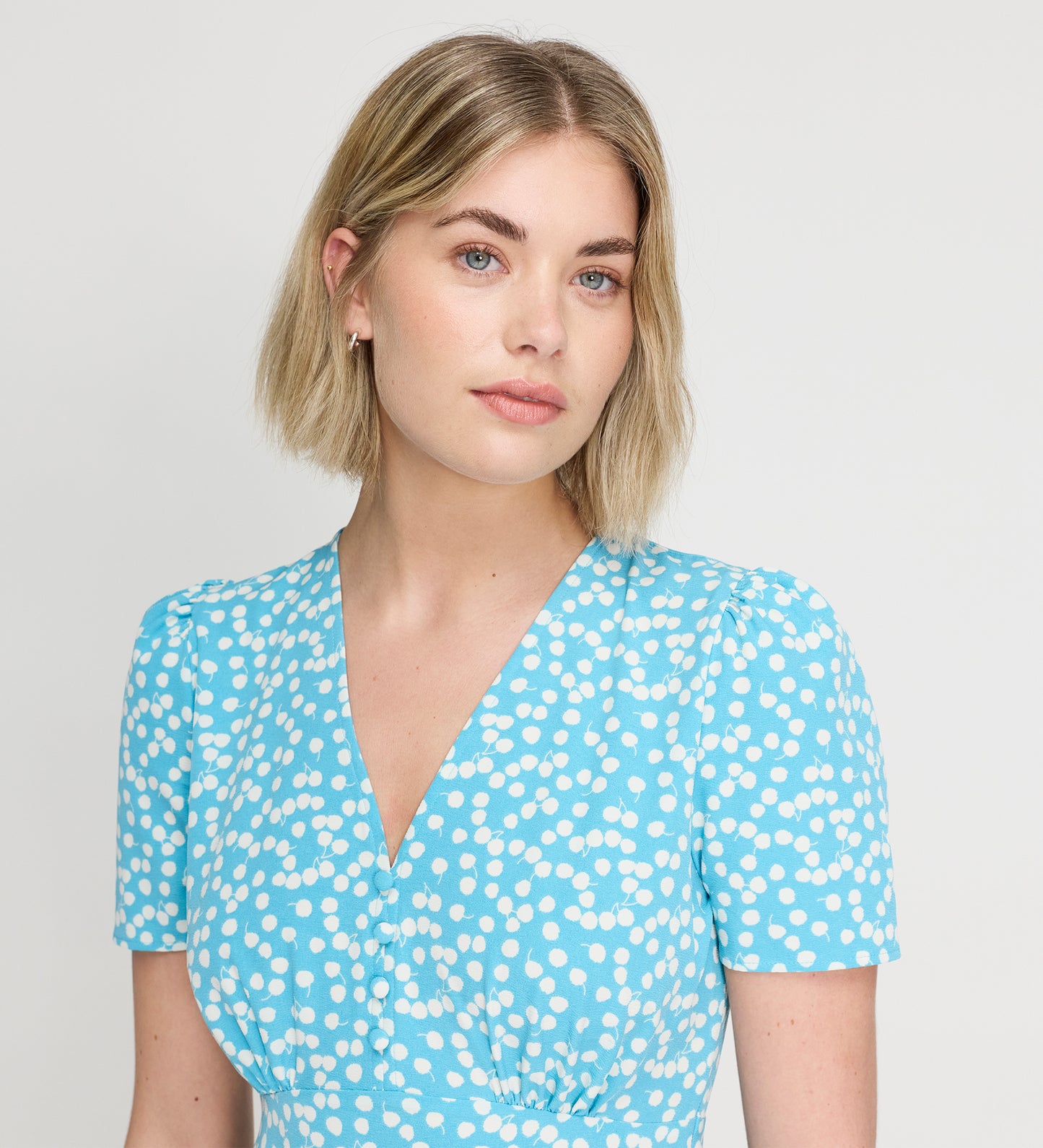 Nieve Blue Cherry Spot Midi Dress